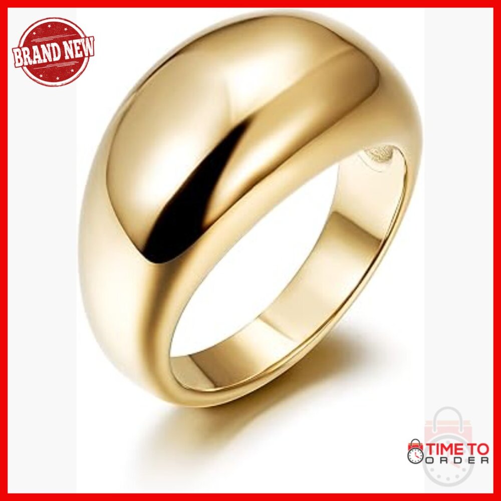 Chunky Statement Stackable Ring, 14k Gold Plated … - image 1